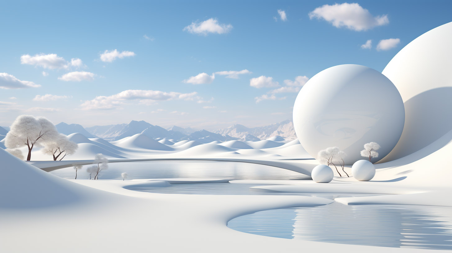 big-white-sphere-near-ice-lake